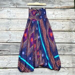 Harem Pants Patterned Navy Blue Rayon Women’s Size Small